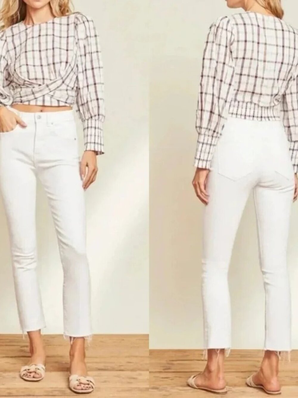 Veronica Beard Size 32/14 Carly Kick Flare High-Rise White Denim Jeans